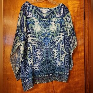 Women's top, blue design, L